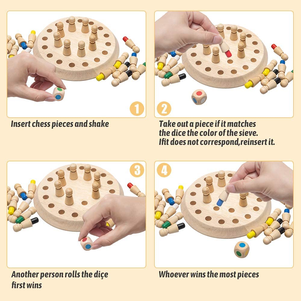 Kiddyraft Montessori Wooden Memory Chess - Image 4