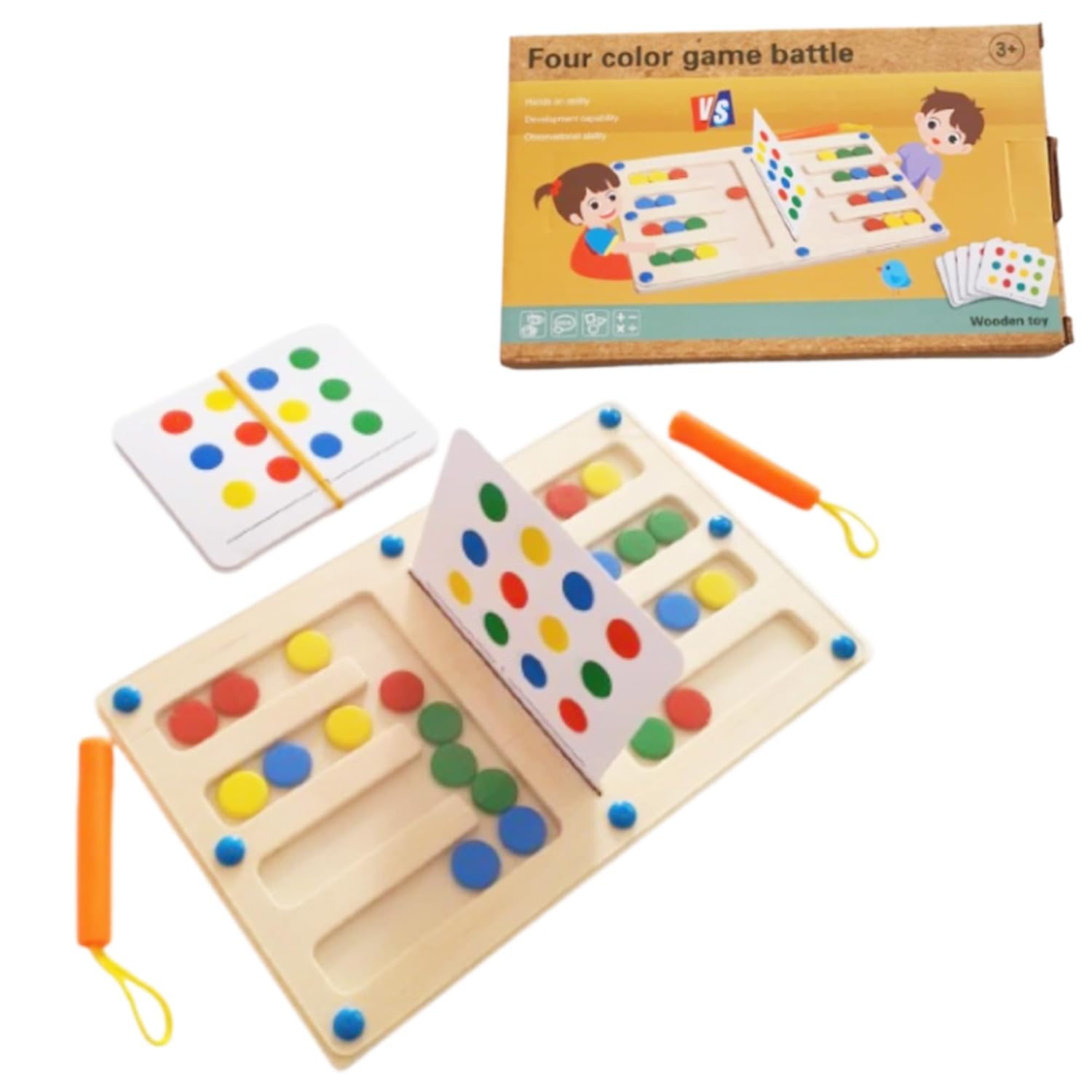 Kiddyraft Montessori Wooden Four-Colour Game Battle – Small Size - Image 4