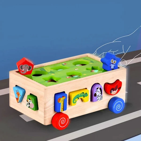Kiddyraft Montessori Wooden Animal Shape Matching Car Toy - Image 2