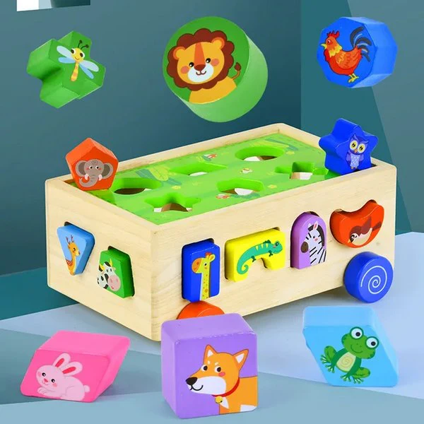 Kiddyraft Montessori Wooden Animal Shape Matching Car Toy - Image 3