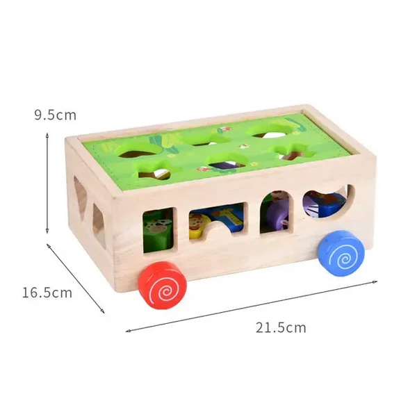 Kiddyraft Montessori Wooden Animal Shape Matching Car Toy - Image 4