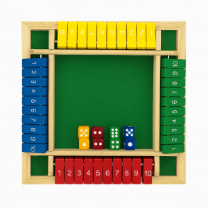 Kiddyraft Wooden Colourful Shut the Box Dice Game – 4 Player Edition