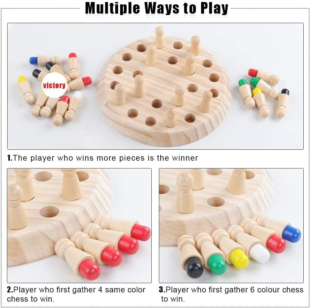 Kiddyraft Montessori Wooden Memory Chess – Big Size - Image 3