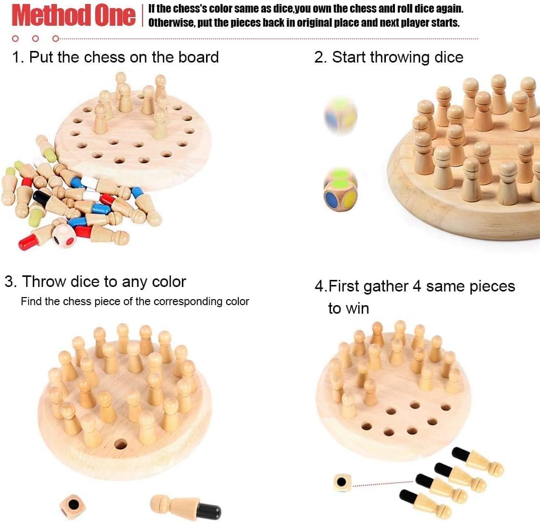 Kiddyraft Montessori Wooden Memory Chess – Big Size - Image 2