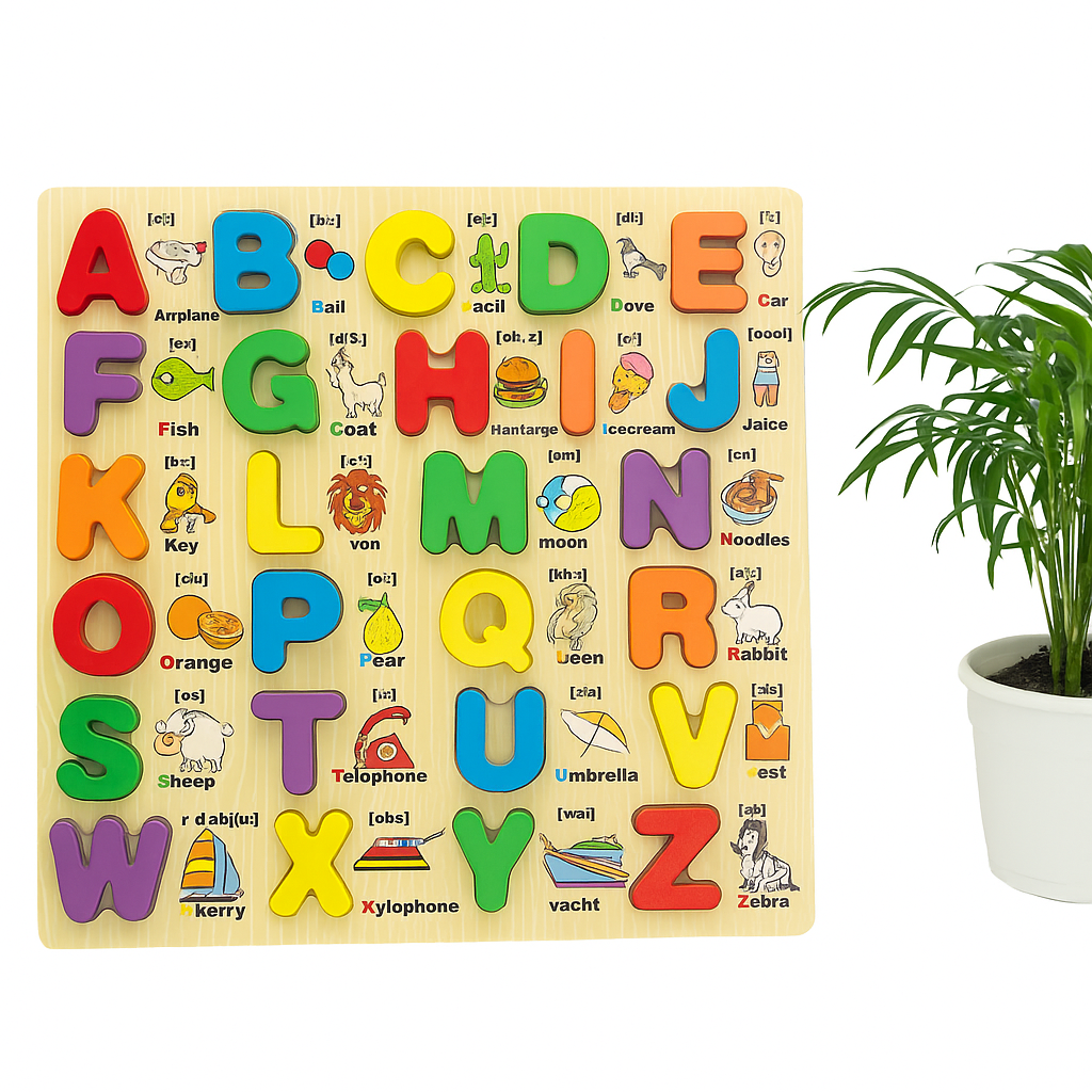 Kiddyraft Montessori Wooden Alphabet Learning Puzzle Board - Image 2