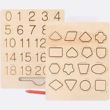 Kiddyraft Wooden Shapes & Numbers Writing Practice Board - Image 5