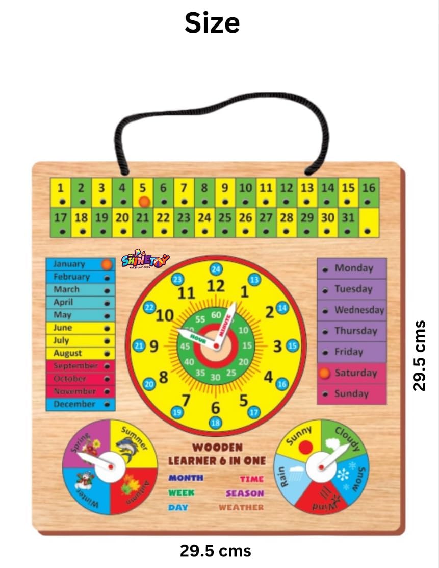 Kiddyraft Wooden Calendar & Clock Puzzle Board - Image 3