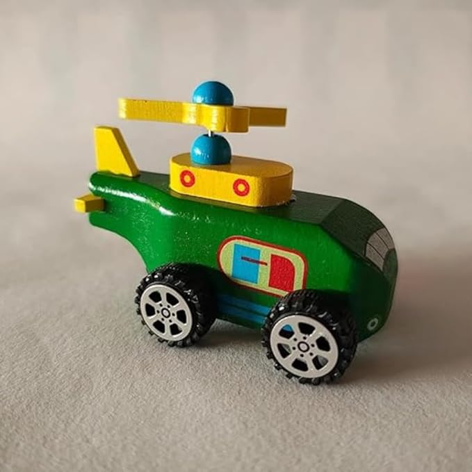 Kiddyraft Wooden Pull-String Helicopter Toy - Image 3