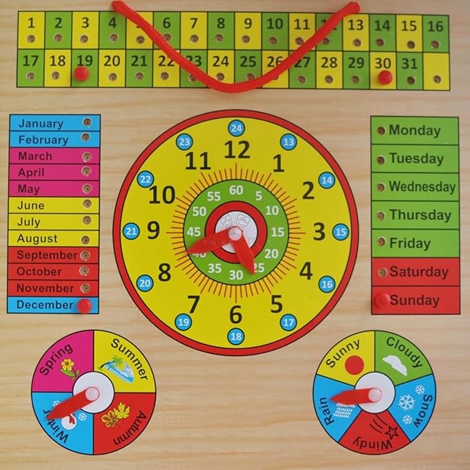 Kiddyraft Wooden Calendar & Clock Puzzle Board - Image 4