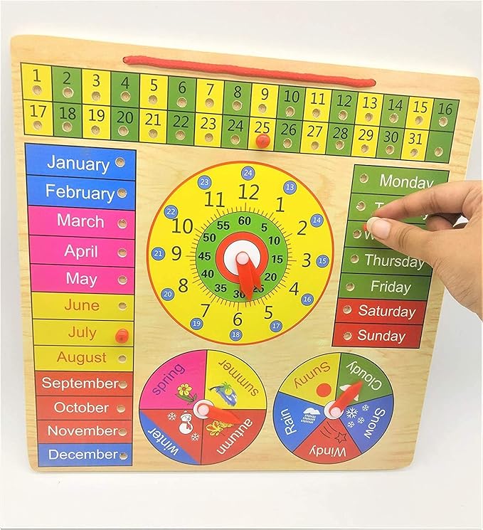 Kiddyraft Wooden Calendar & Clock Puzzle Board - Image 5