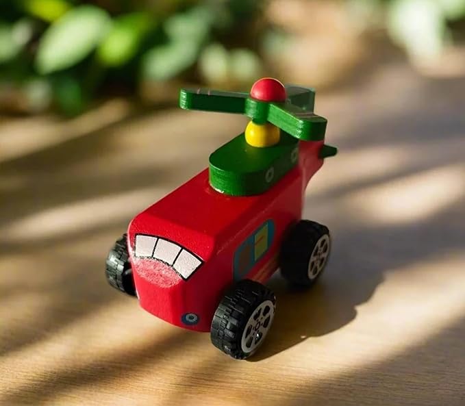 Kiddyraft Wooden Pull-String Helicopter Toy - Image 4