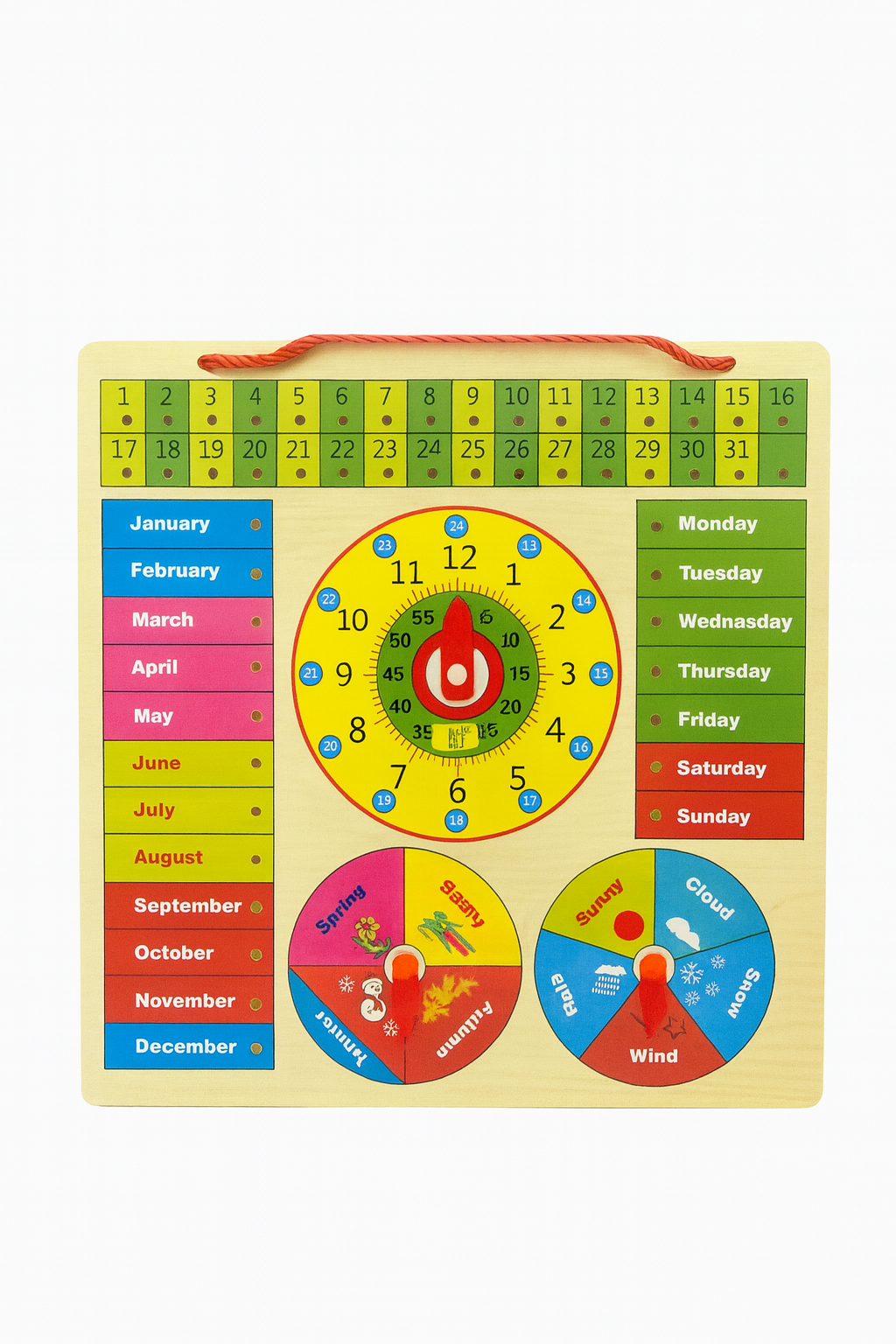Kiddyraft Wooden Calendar & Clock Puzzle Board
